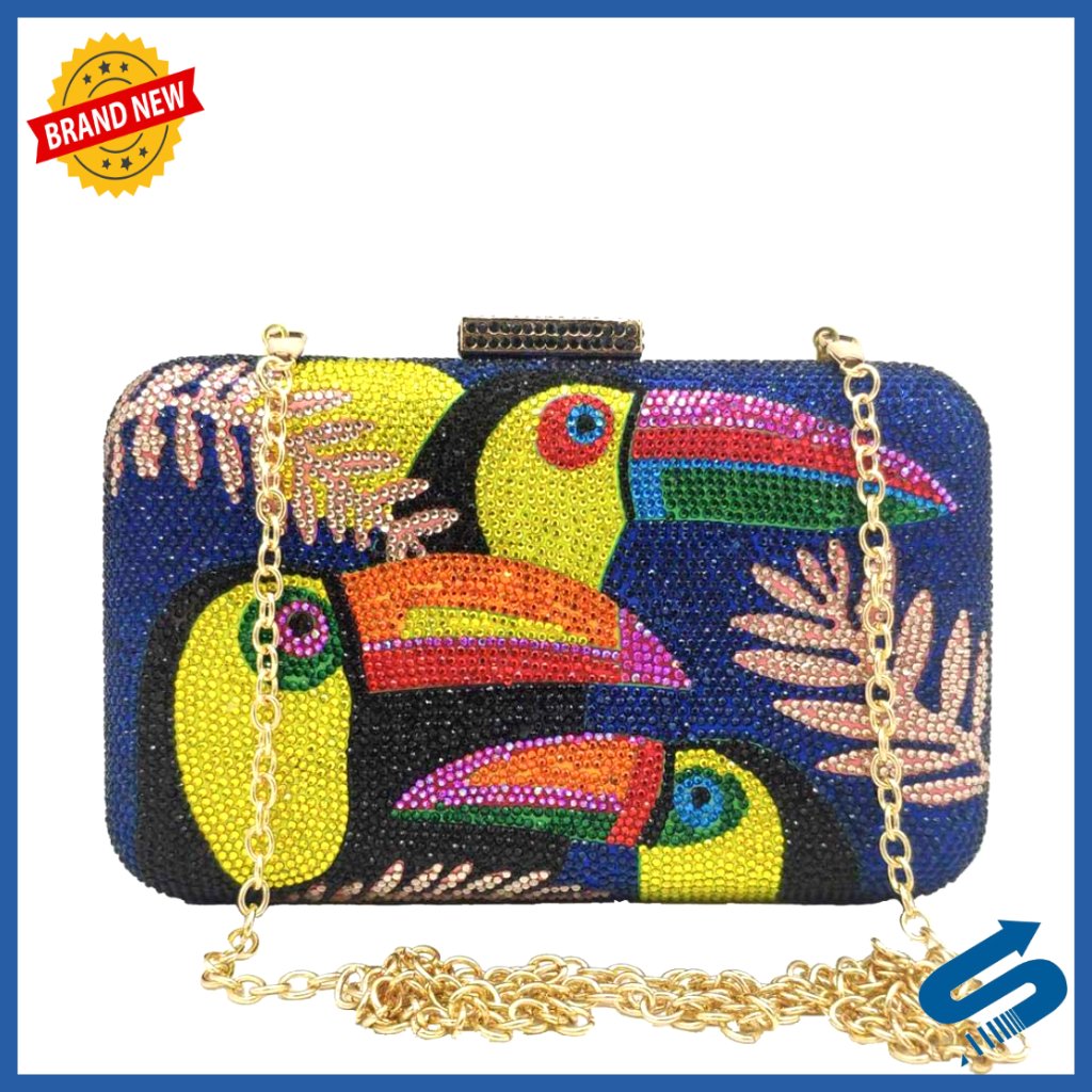 Mini Rhinestone Clutch With Detachable Straps, Evening Party Bag